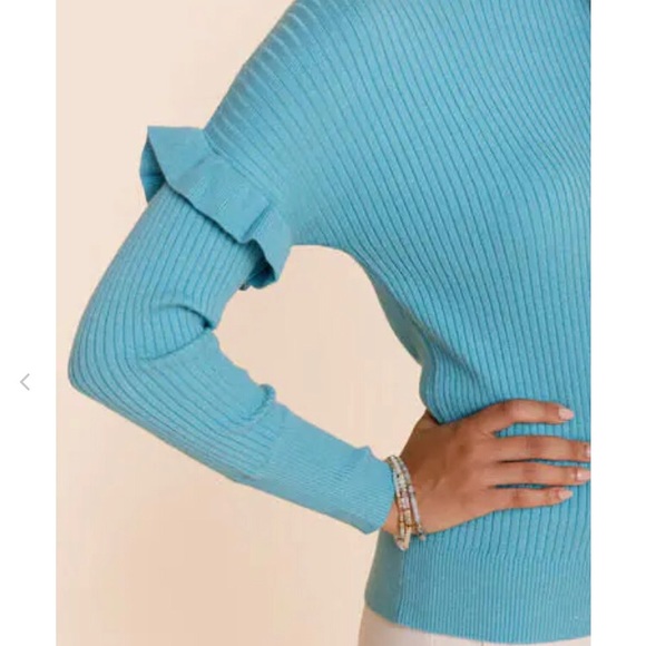 Franchesca’s Light Blue Chris Flounced Ribbed Sweater - Picture 5 of 7